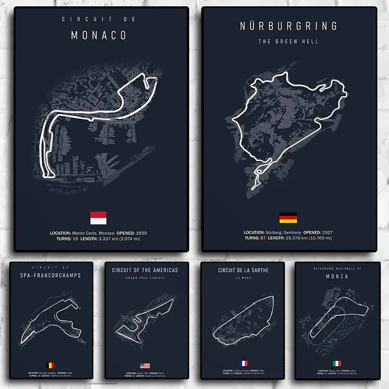 Formula One Racing Track Canvas Painting