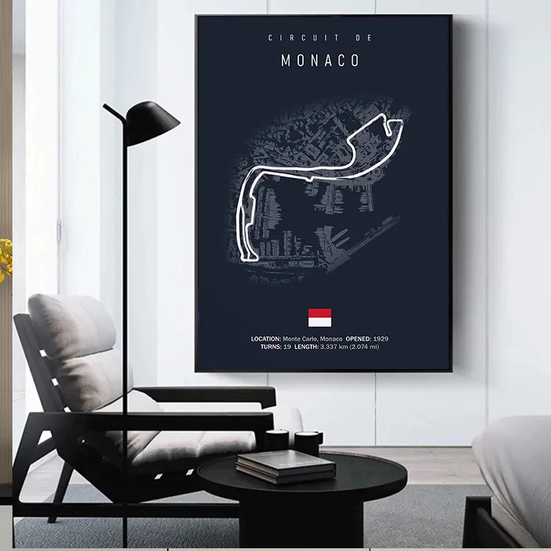 Formula One Racing Track Canvas Painting