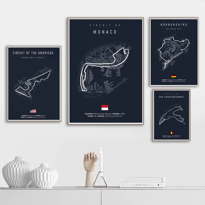 Formula One Racing Track Canvas Painting